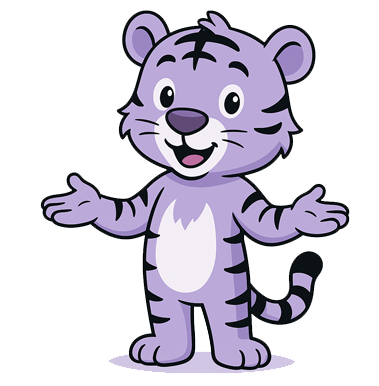 A welcoming mascot of a tiger, introducing the hero text of the home page